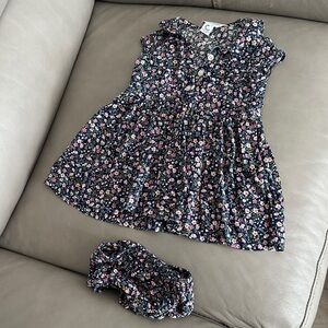 Ralph Lauren Navy Floral Girls Matching Dress Set